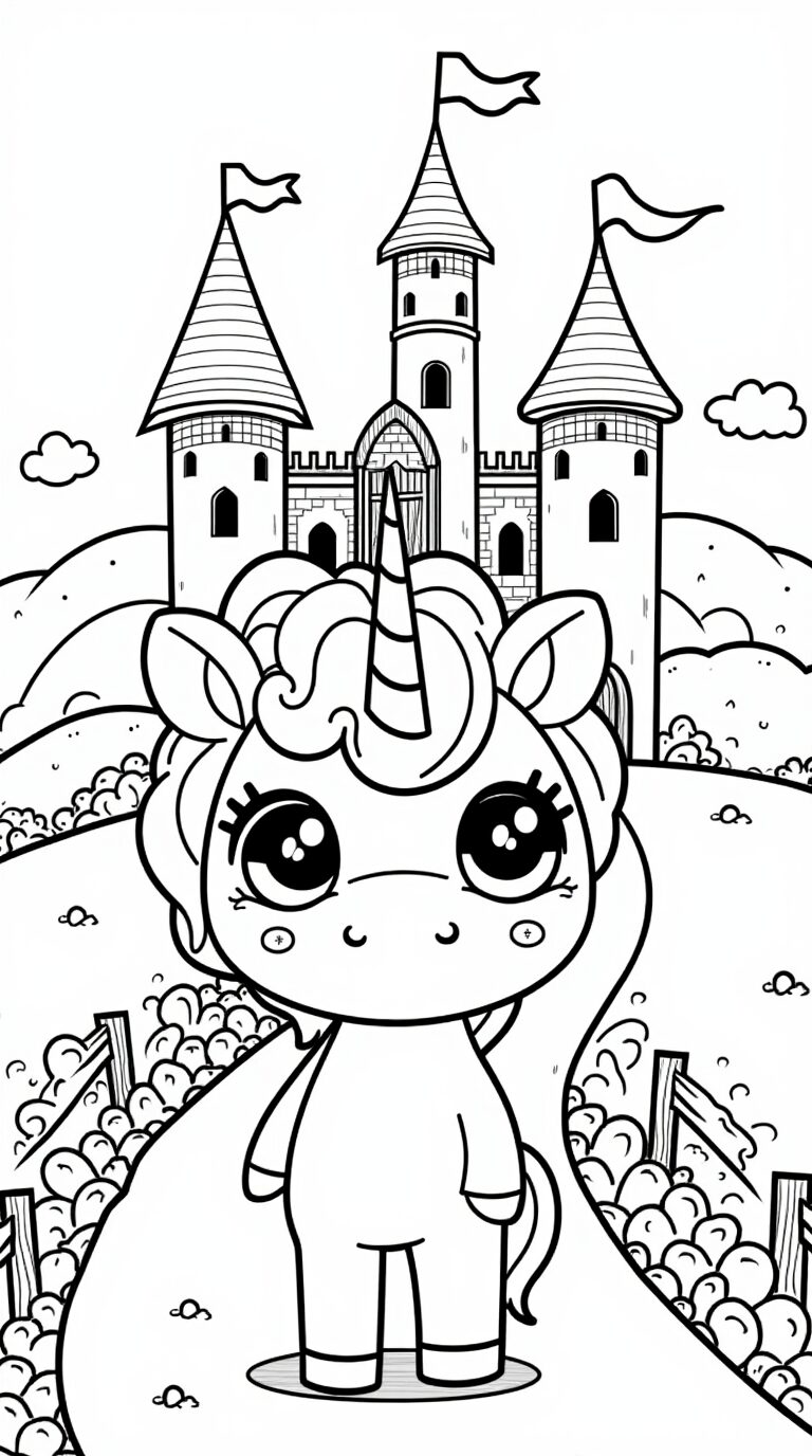 Einhorn Ausmalbild Schloss