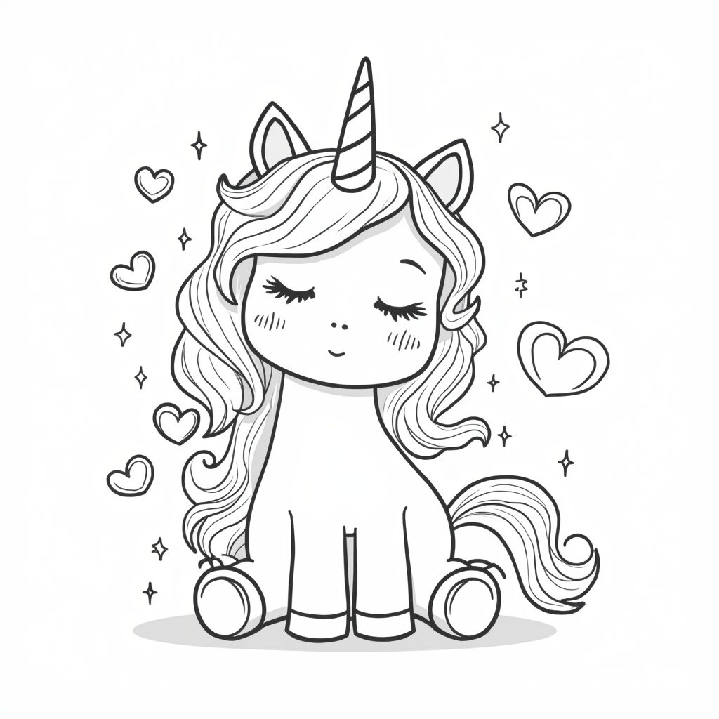 Einhorn Ausmalbild Herzen