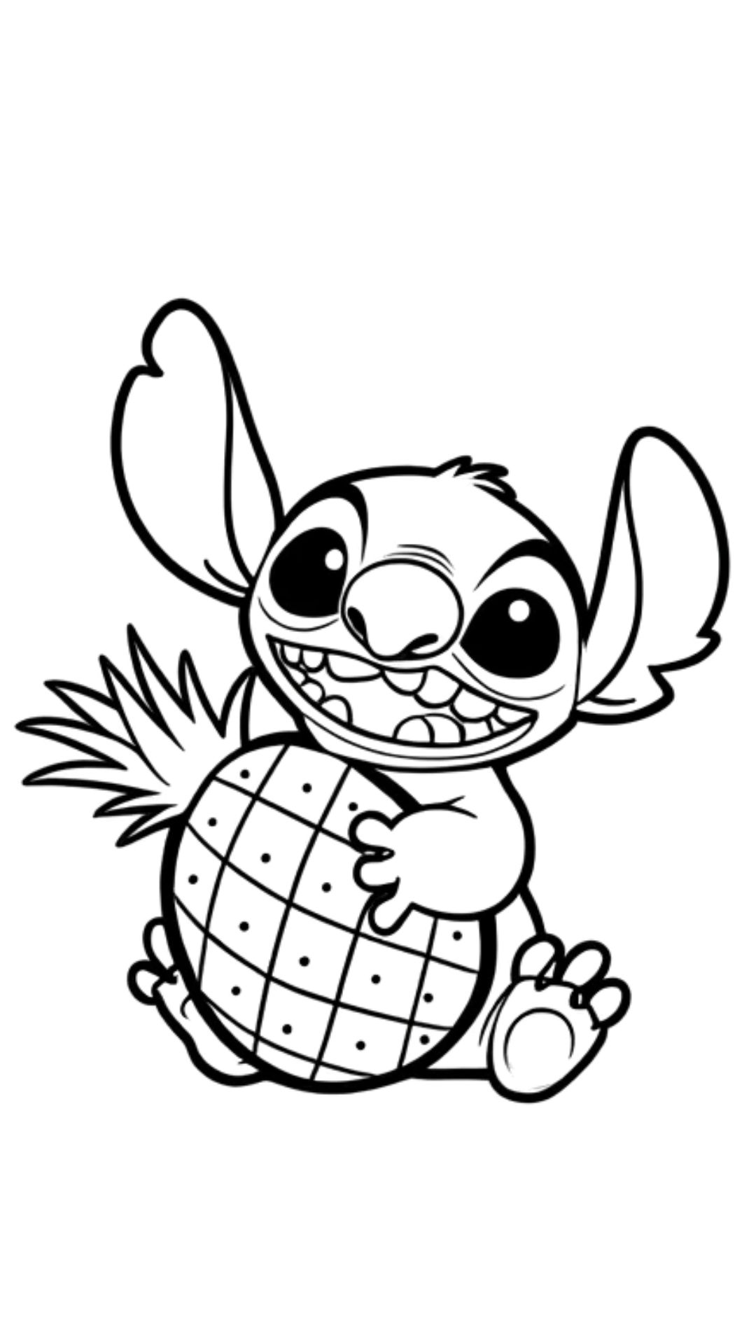 Stitch Ausmalbilder mit einer Ananas