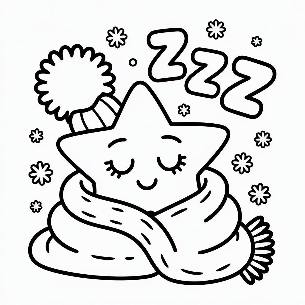 Schlafender Weihnachtsstern einfache kostenlose Malvorlage