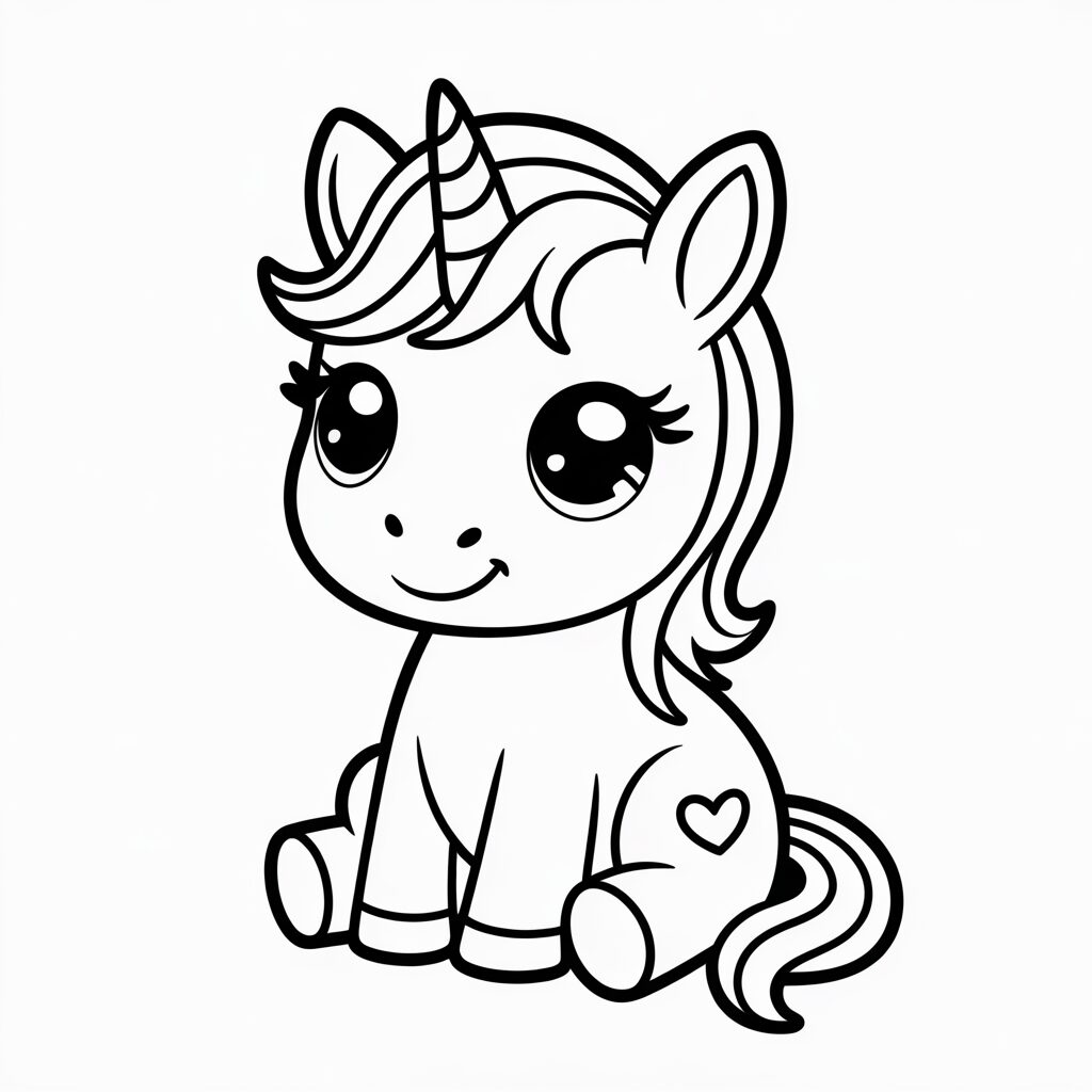 Downloadbare kleurplaten van süße Einhörner in PDF