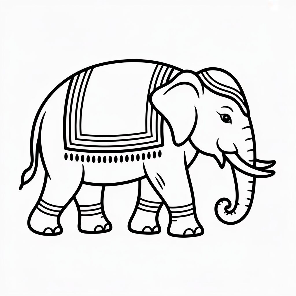 Festlich geschmückter Elefant Ausmalbilder kostenlos