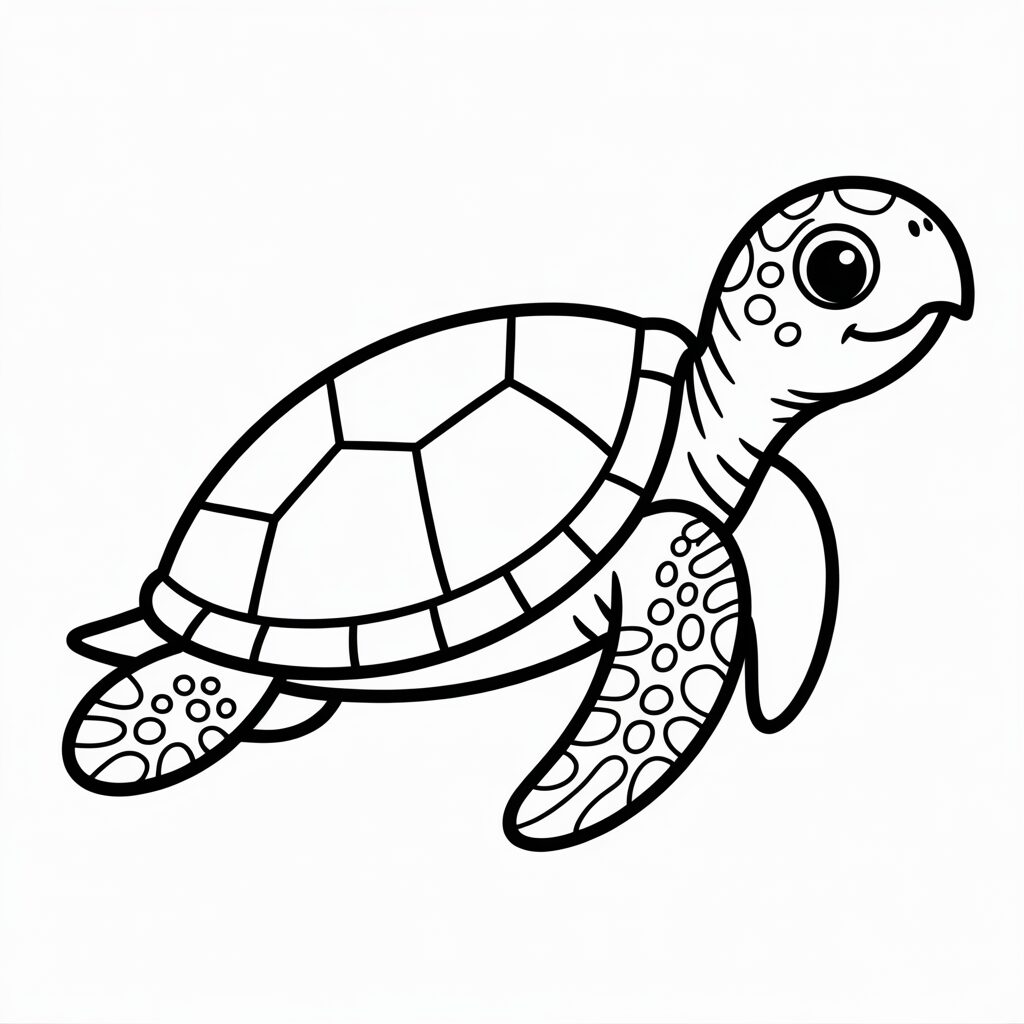 Freundliche Schildkröte Malvorlage als PDF