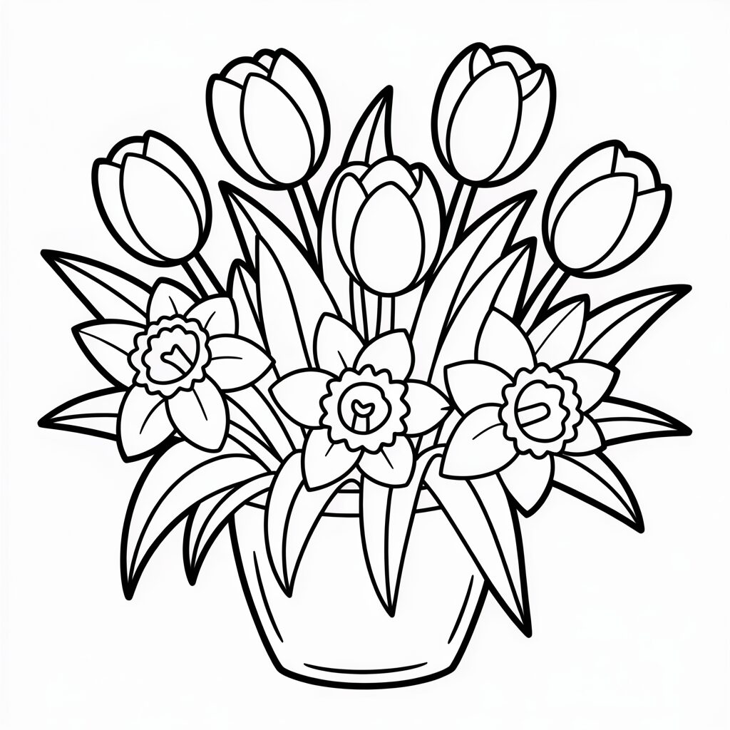 Frühlingsblumen Ausmalbilder PDF