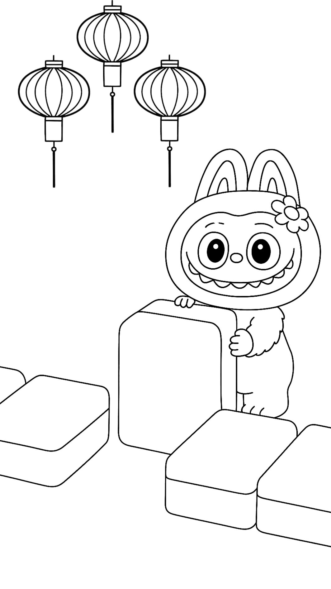 Druckbares Labubu Ausmalbild für Vorschule