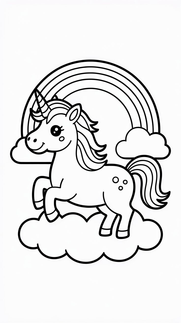 Gratis PDF met Einhörner in het Regenboogland om in te kleuren