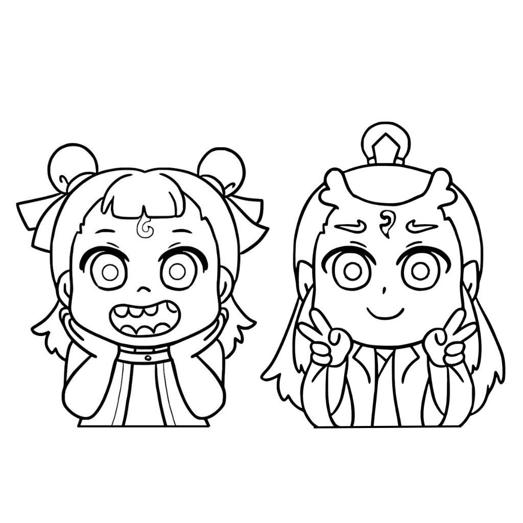 Ne Zha und Ao Bing ausmalen kostenlos