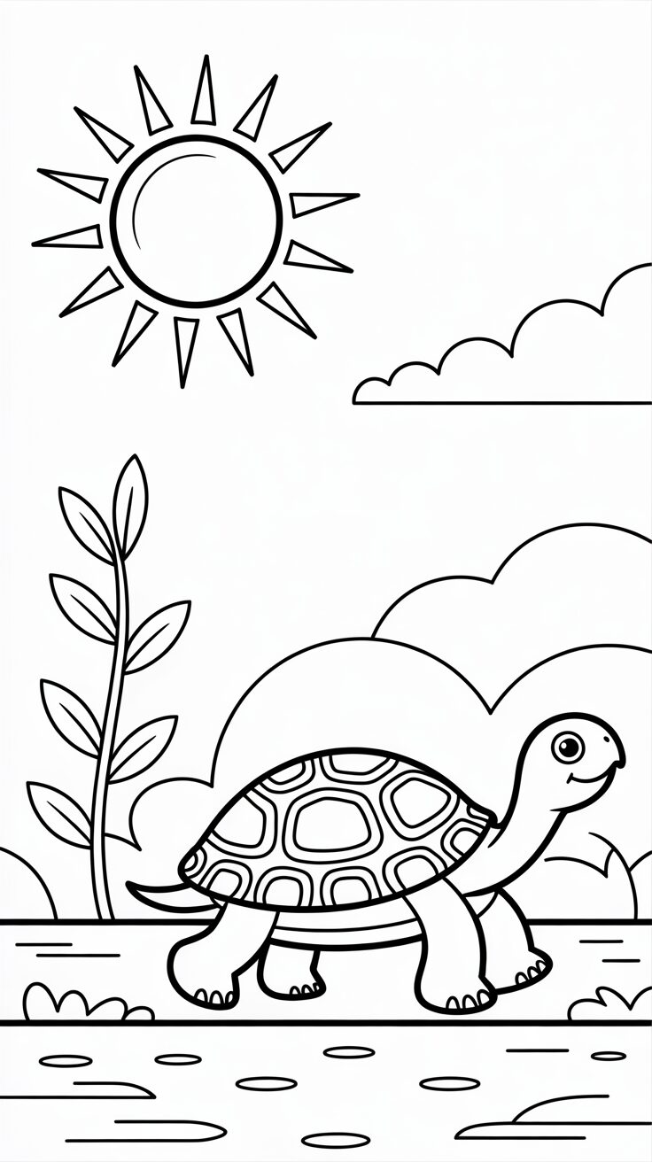 Kindgerechte Landschildkröte Ausmalbilder PDF