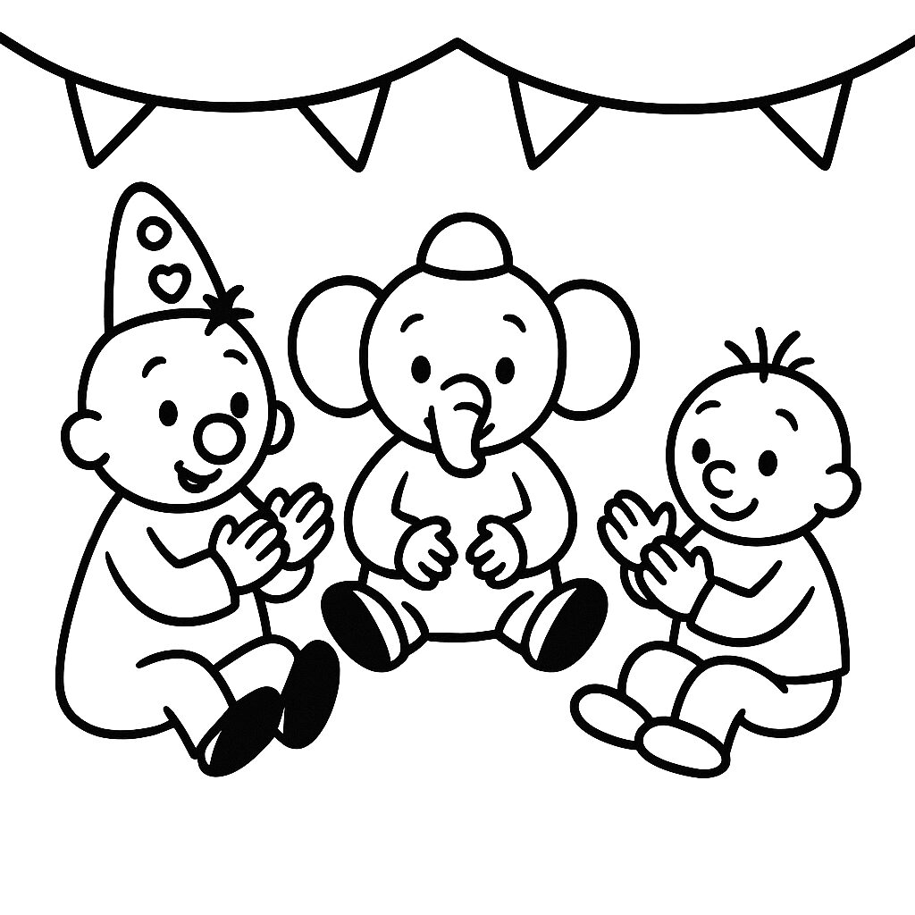 Druckbares Ausmalbild Bumba mit seinen Freunden