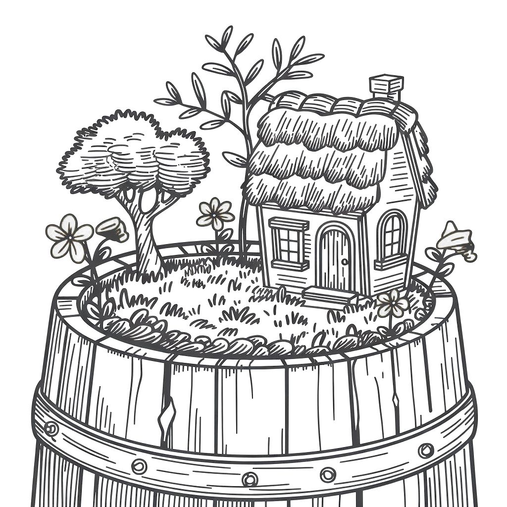 ausmalbild familie garten