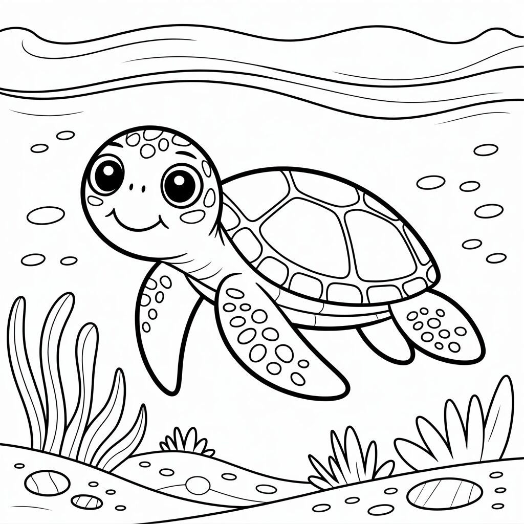 Schildkröte zum Ausmalen kostenlos drucken