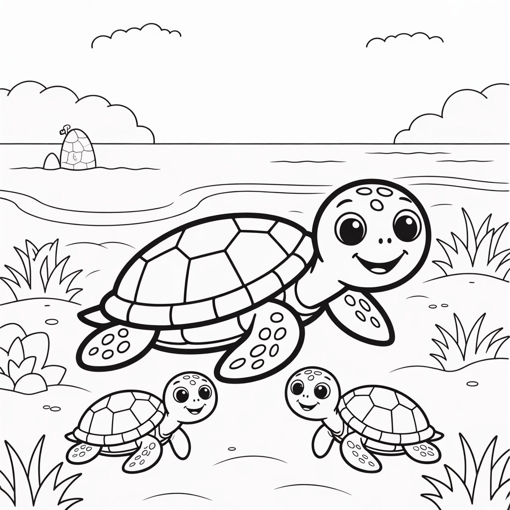 Strandschildkröten gratis Malvorlage zum Drucken