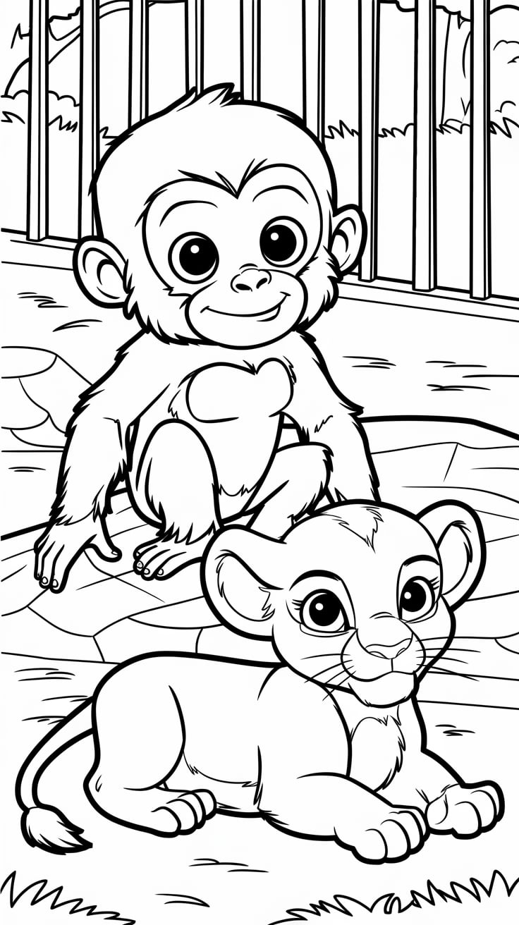 ausmalbild tiere im zoo