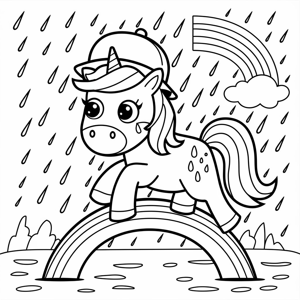 einhorn und regenbogen ausmalbild