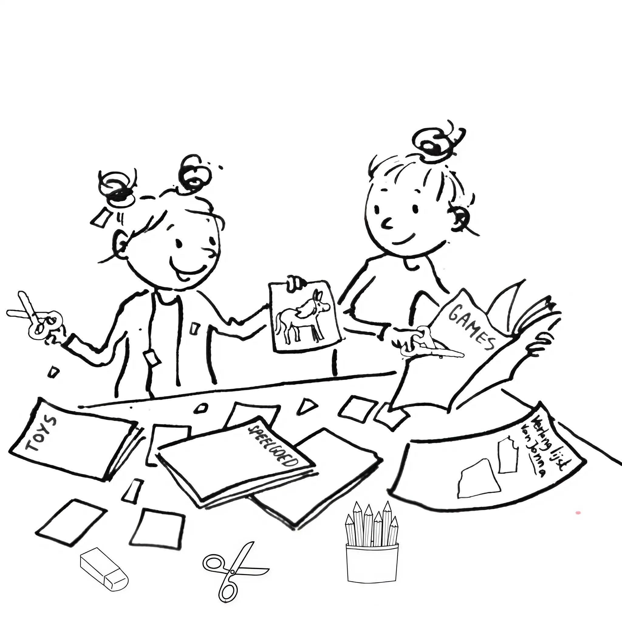 Zoete Zusjes zum Ausmalen für Kinder