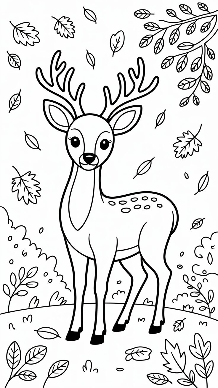 Herbstliche Tiere im Wald zum Ausmalen für Kinder