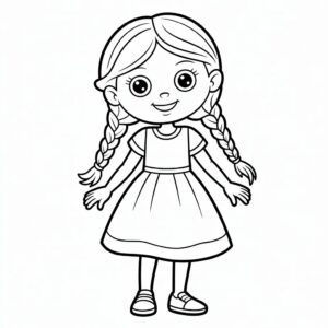 Mädchen mit Zöpfen und Kleid PDF kostenlos