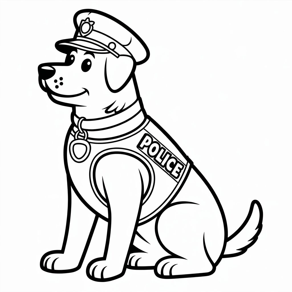 Polizeihund zum Ausmalen gratis Download
