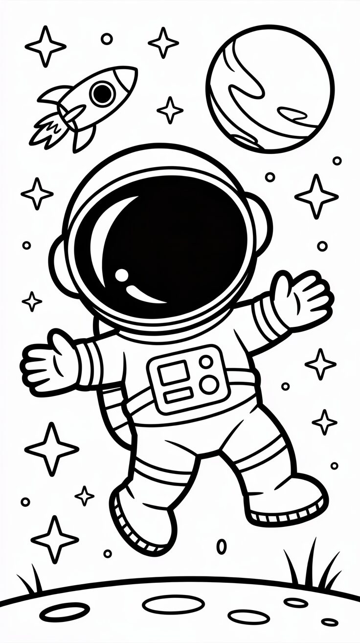 Sterne im Weltraum Ausmalbild PDF