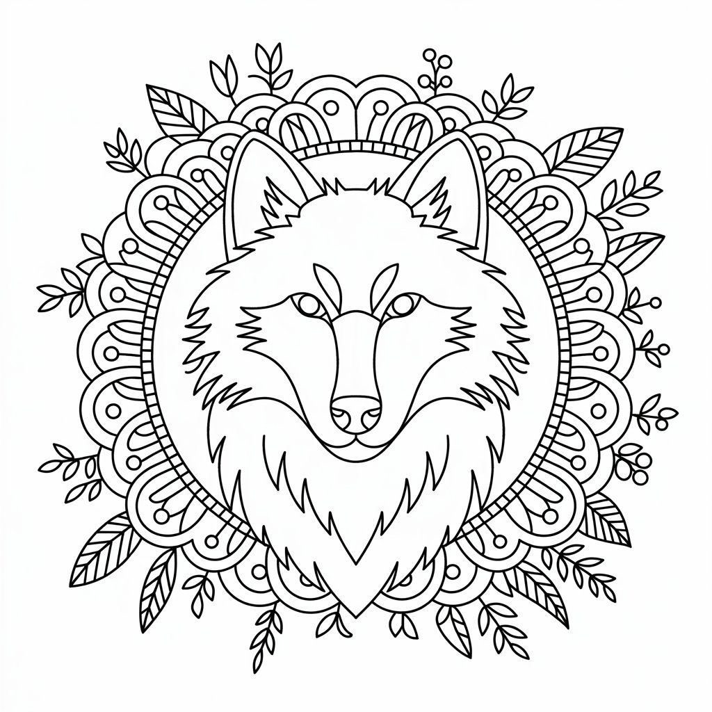 ausmalbilder wolf mandala