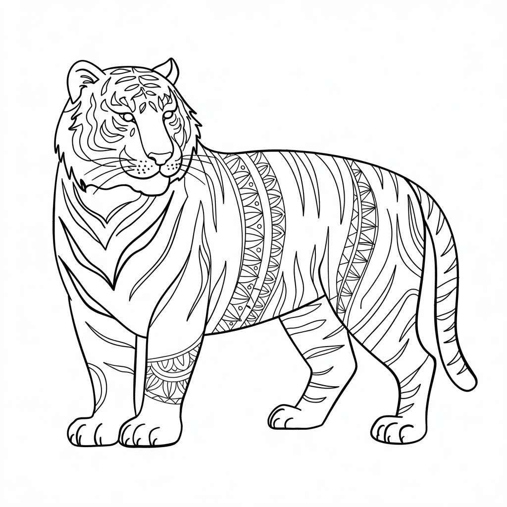 ausmalbild mandala tiger