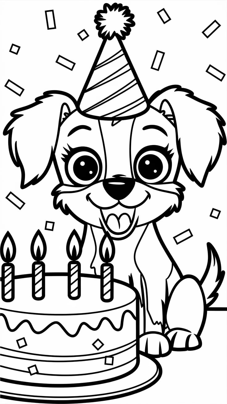 ausmalbild hund mit welpen