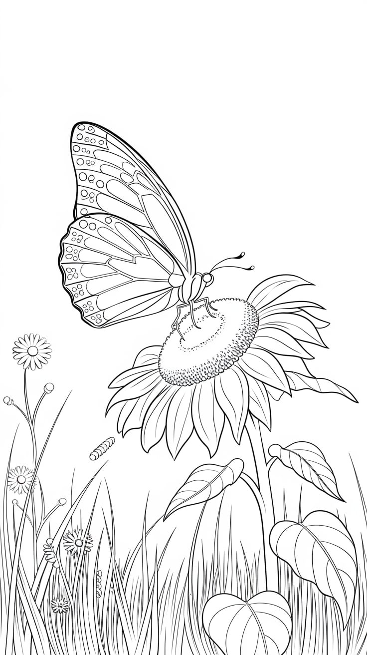 malvorlagen blumen und schmetterling