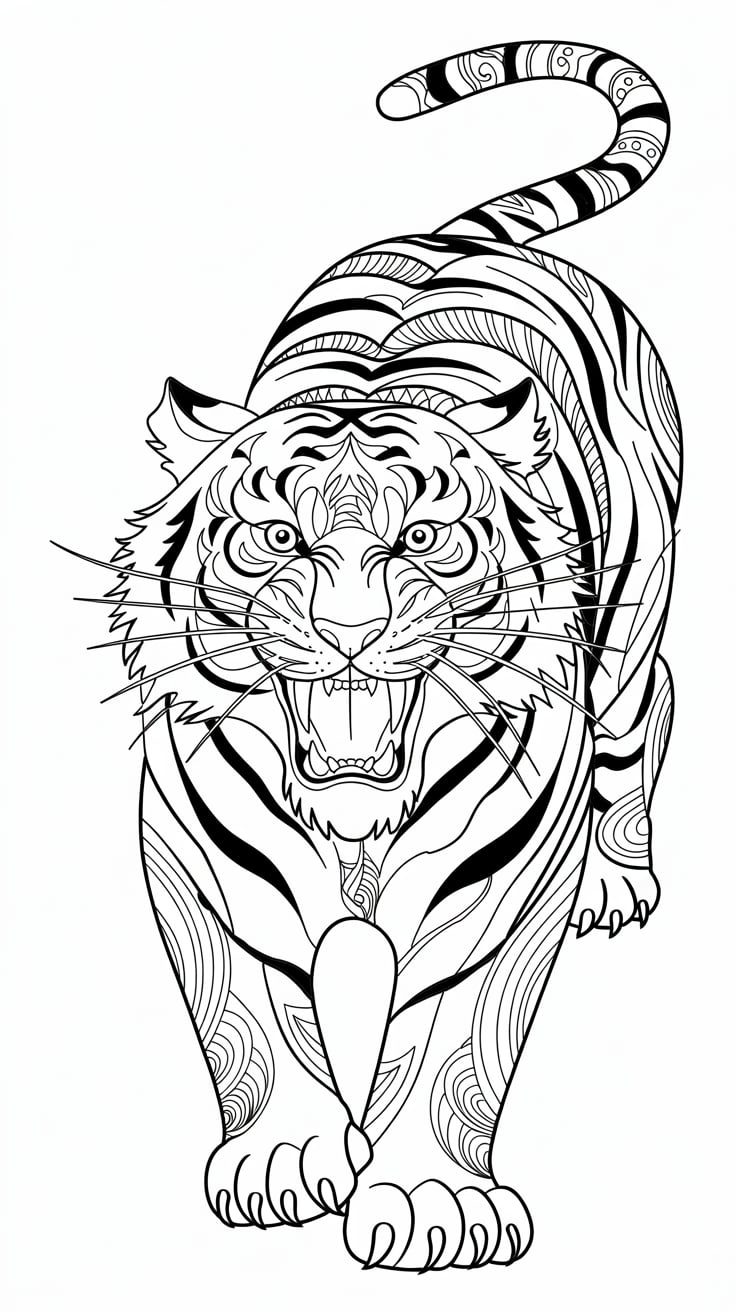 ausmalbilder mandala tiger