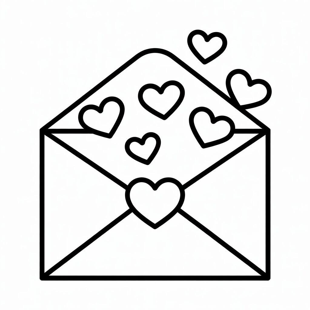 Brief mit Herzsiegel zum Ausdrucken – kostenlose Malvorlage