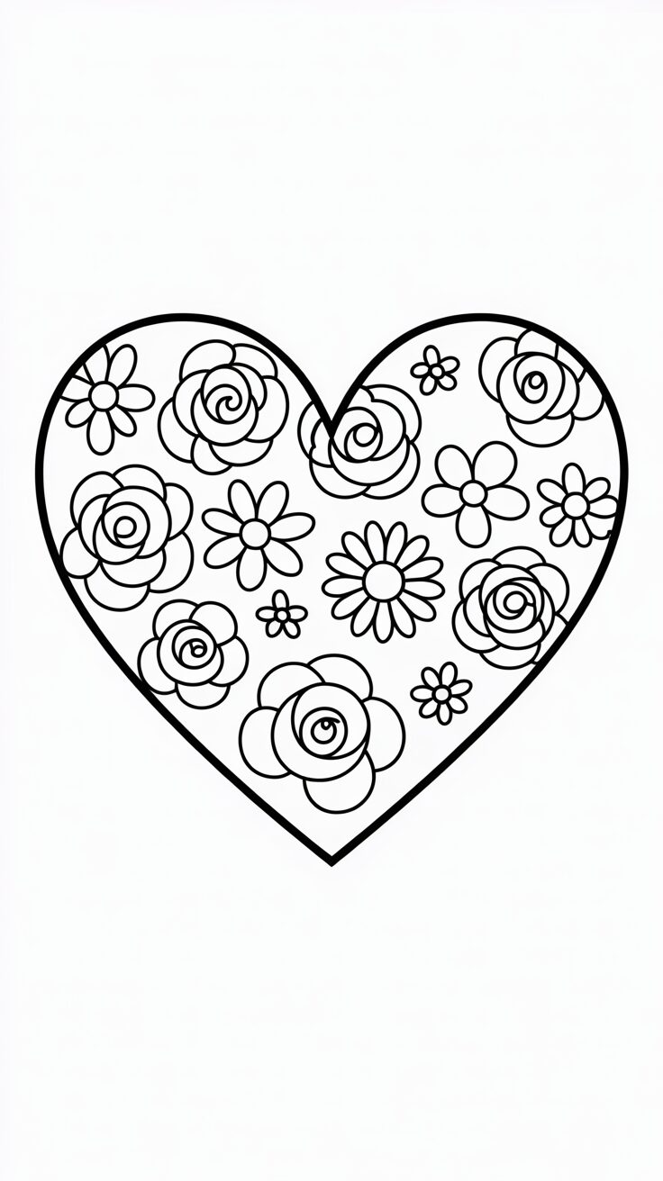 Großes Herz mit Blumenmuster PDF gratis