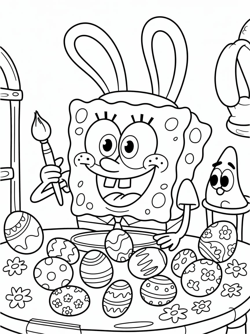 Osterei bemalen mit SpongeBob-Malvorlage