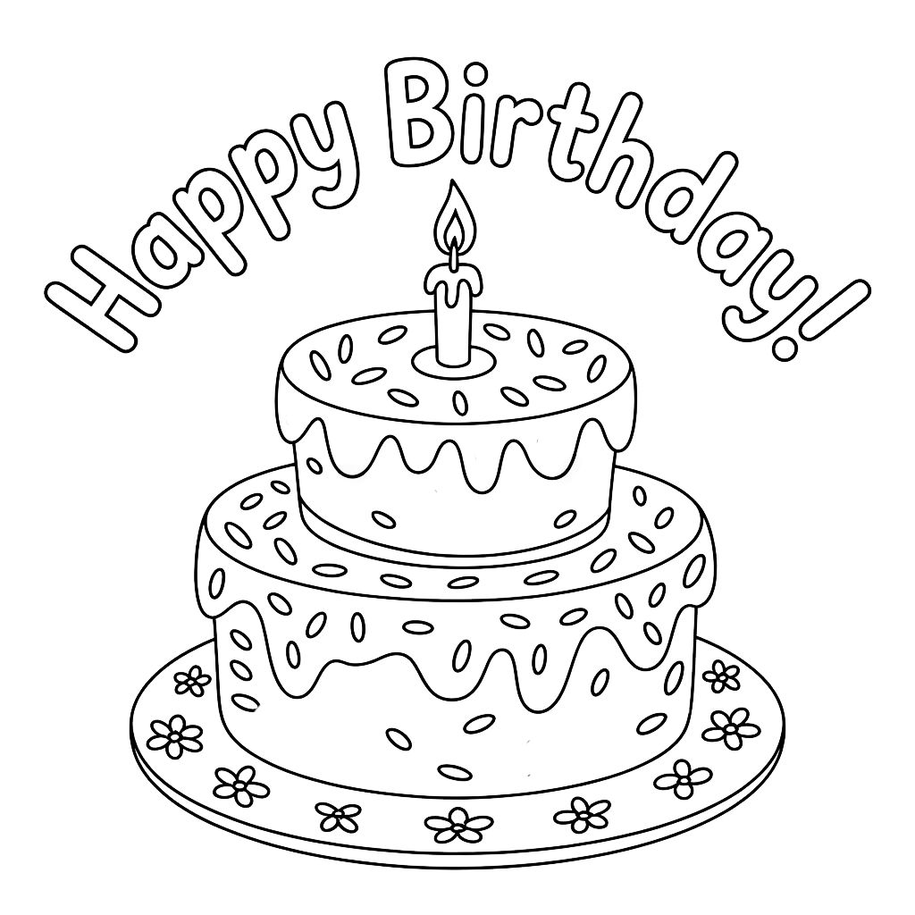 happy birthday ausmalbilder geburtstagstorte