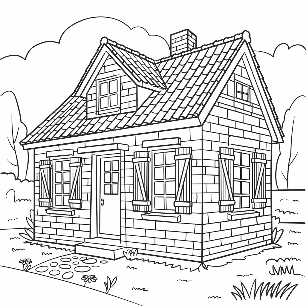 ausmalbild haus mit garten