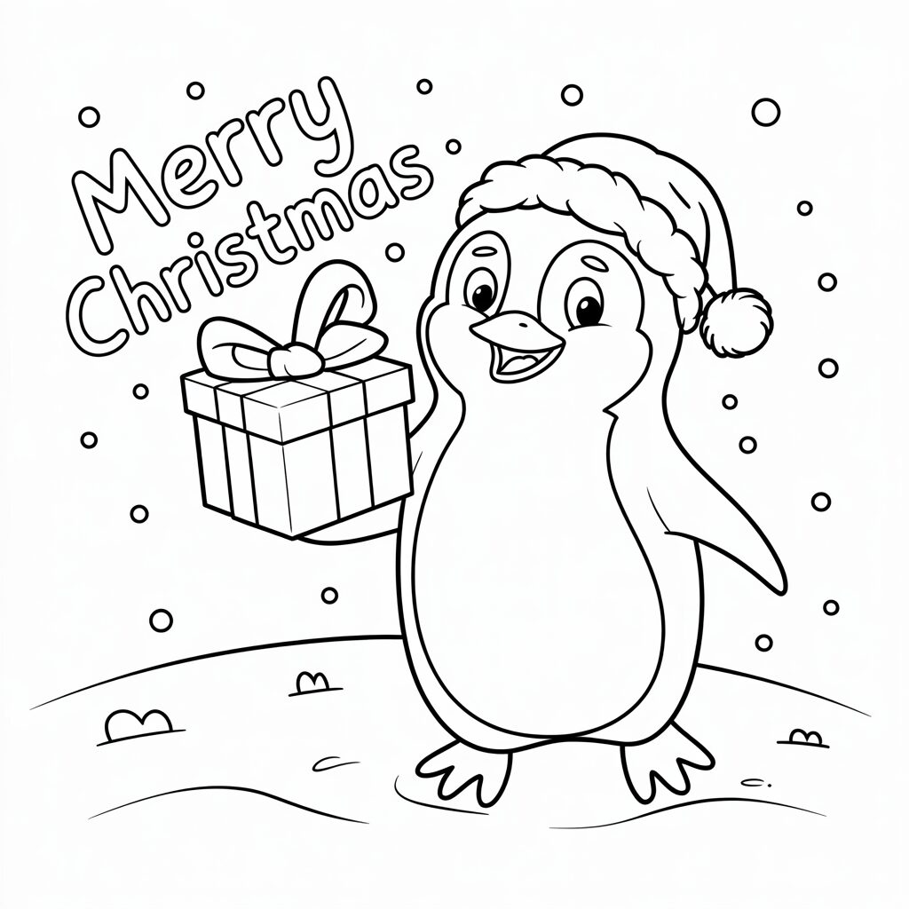 ausmalbilder weihnachten pinguin
