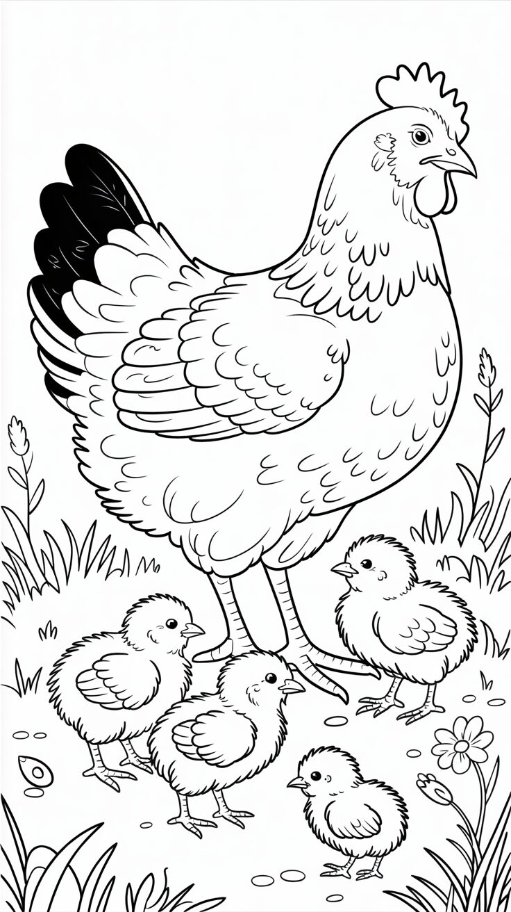 ausmalbild huhn mit ei