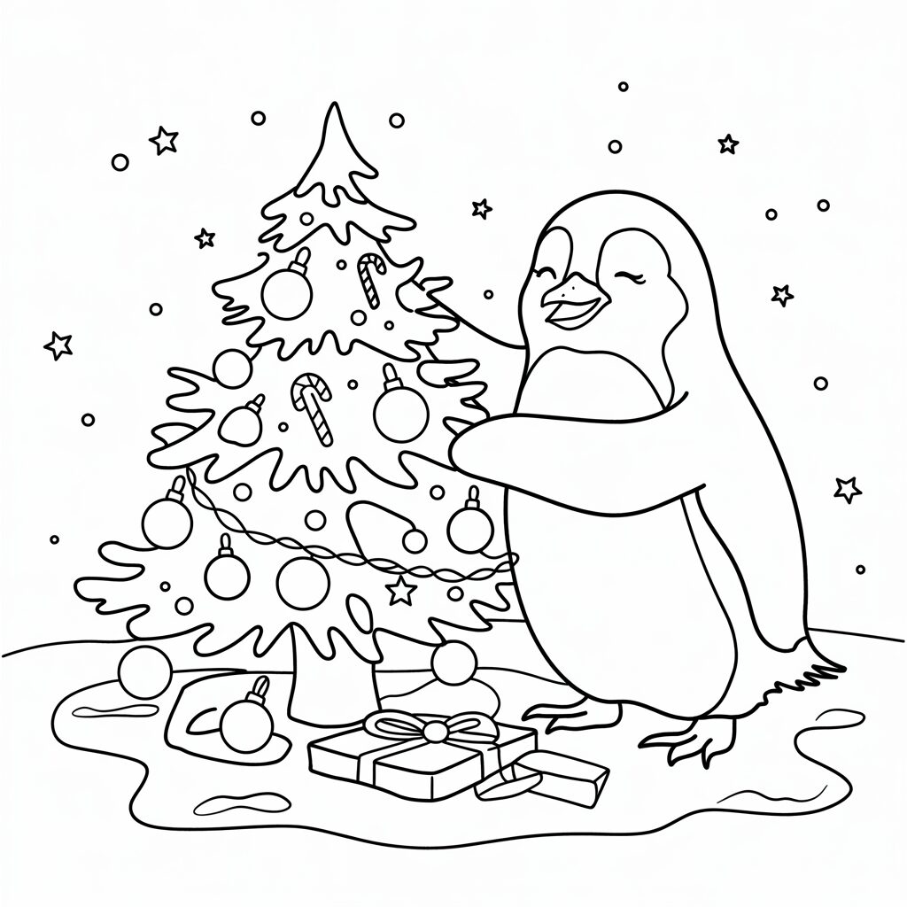 ausmalbild weihnachten pinguin