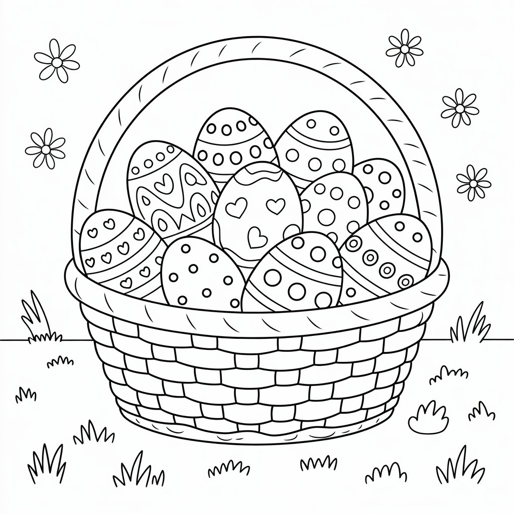 ausmalbild ostereier im korb