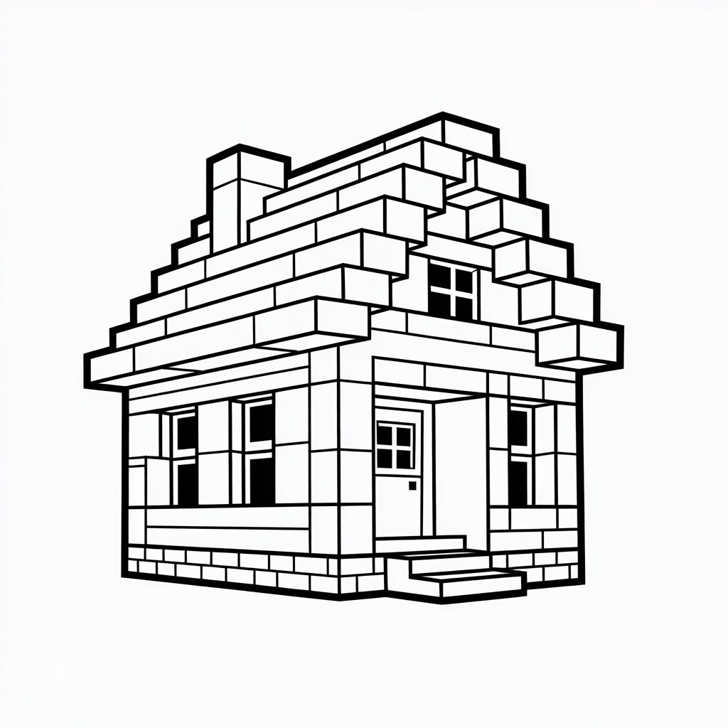 ausmalbild minecraft haus