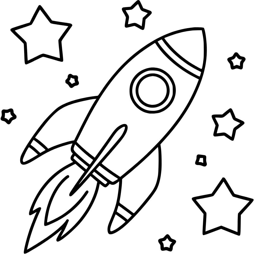 ausmalbild rakete kostenlos