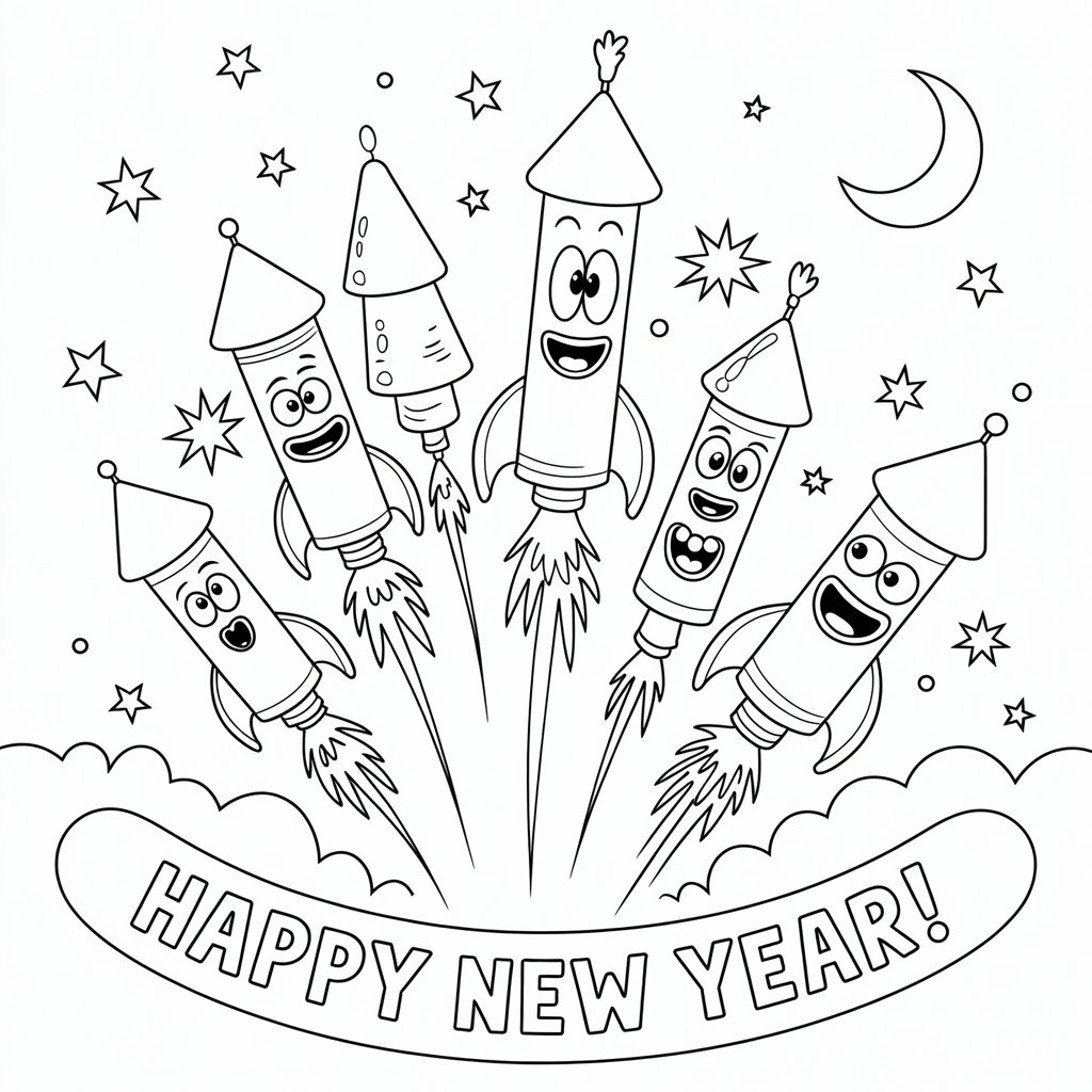 silvester raketen ausmalbilder