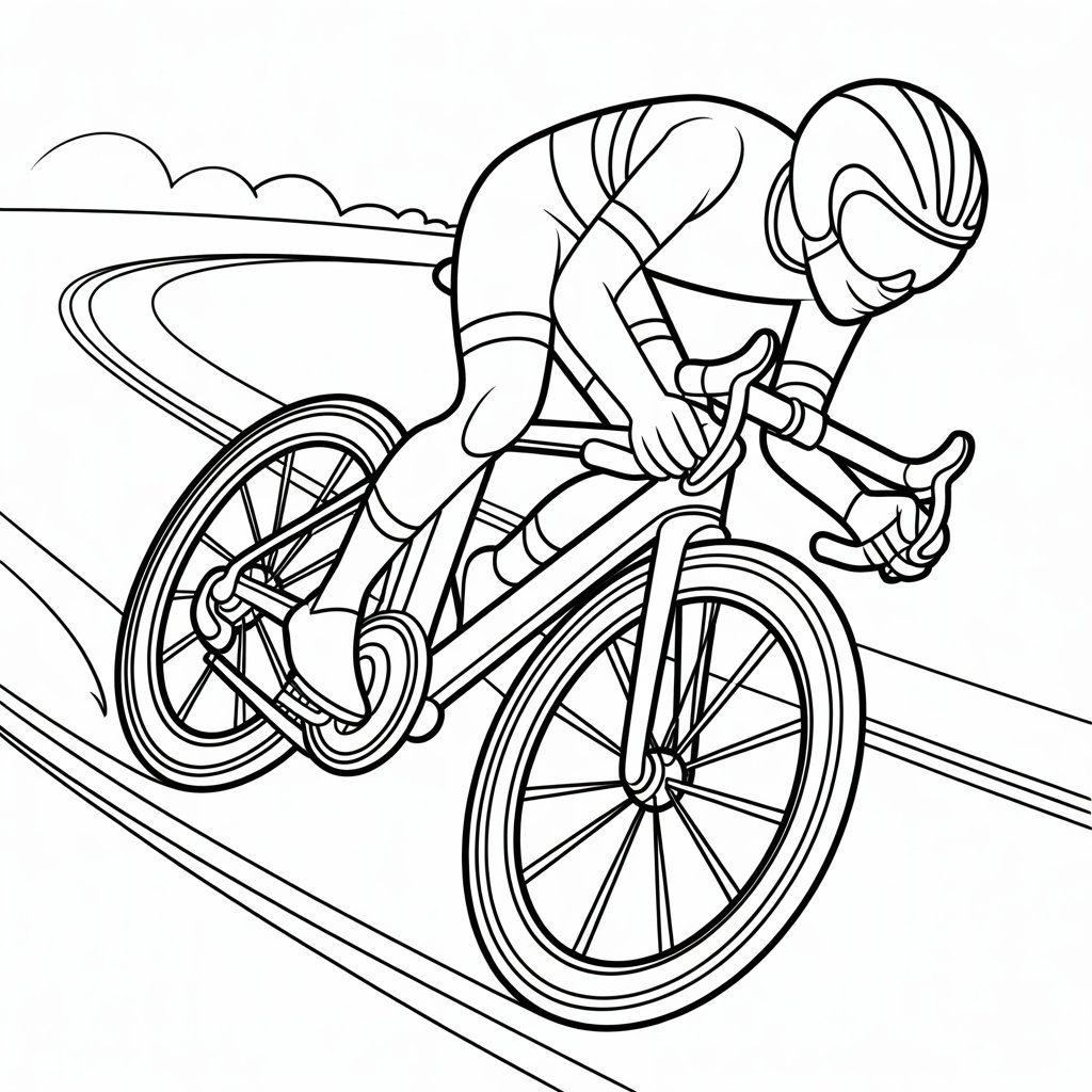 Rennrad in Aktion Druckversion in Schwarz-Weiß