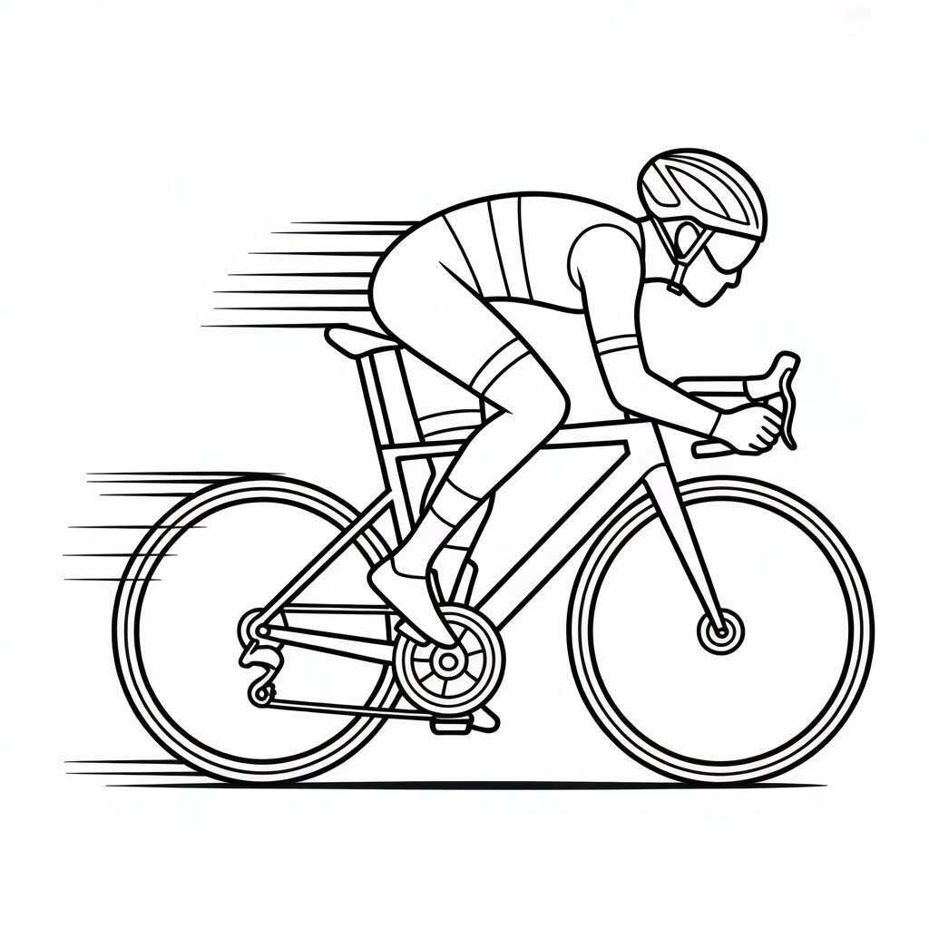 Rennrad in Aktion Ausmalbild zum Downloaden
