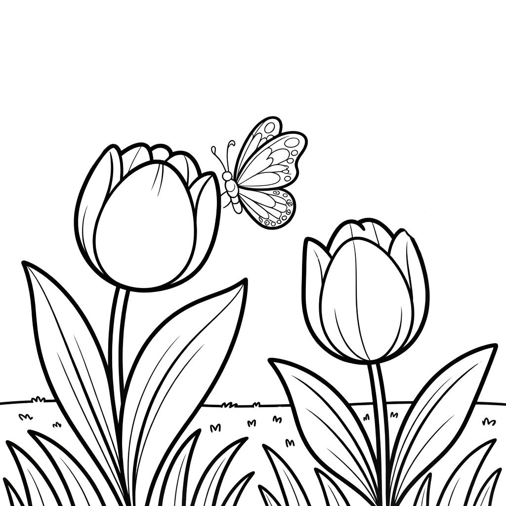 Tulpe Blumen Ausmalbild zum Ausdrucken