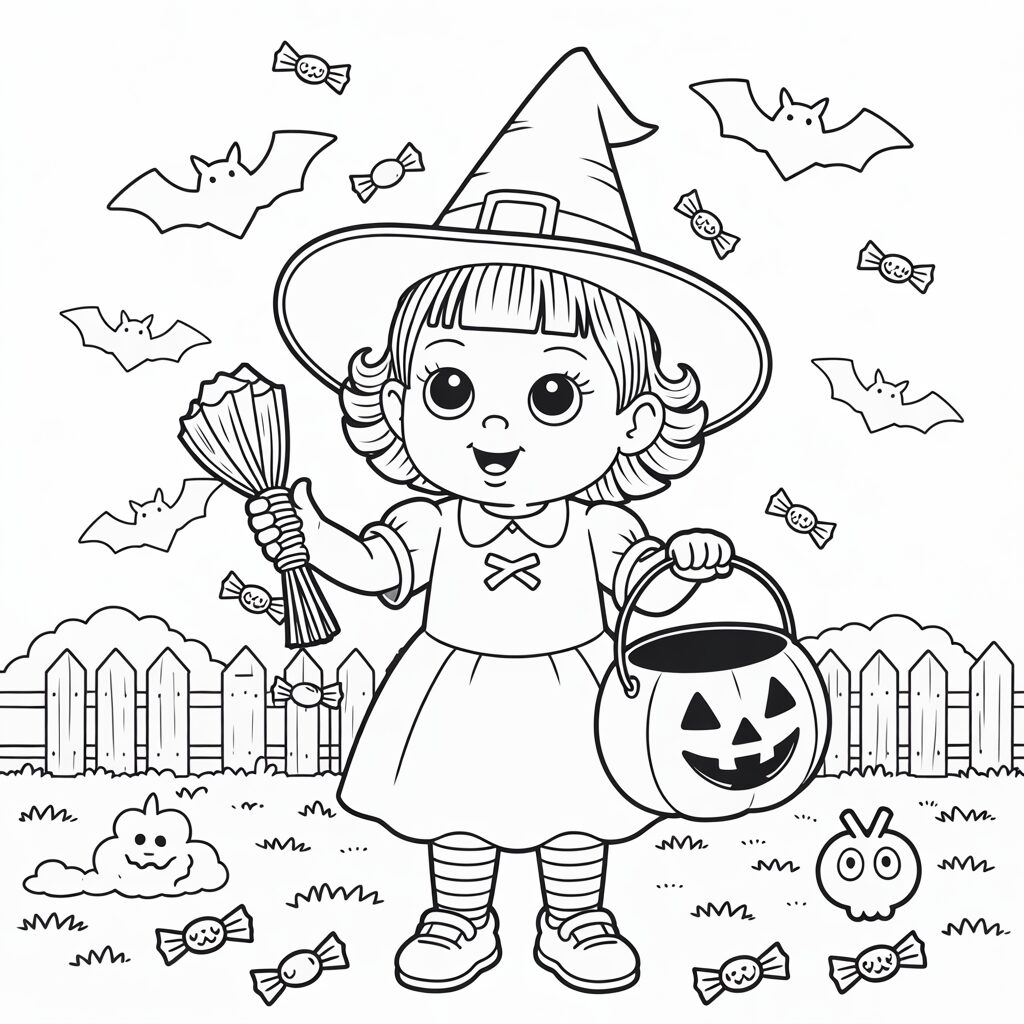 ausmalbild halloween hexe