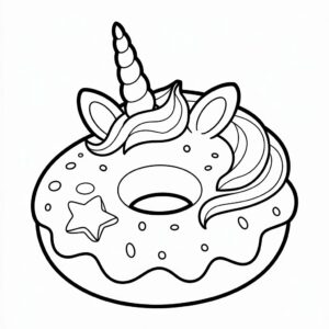 ausmalbilder einhorn donut