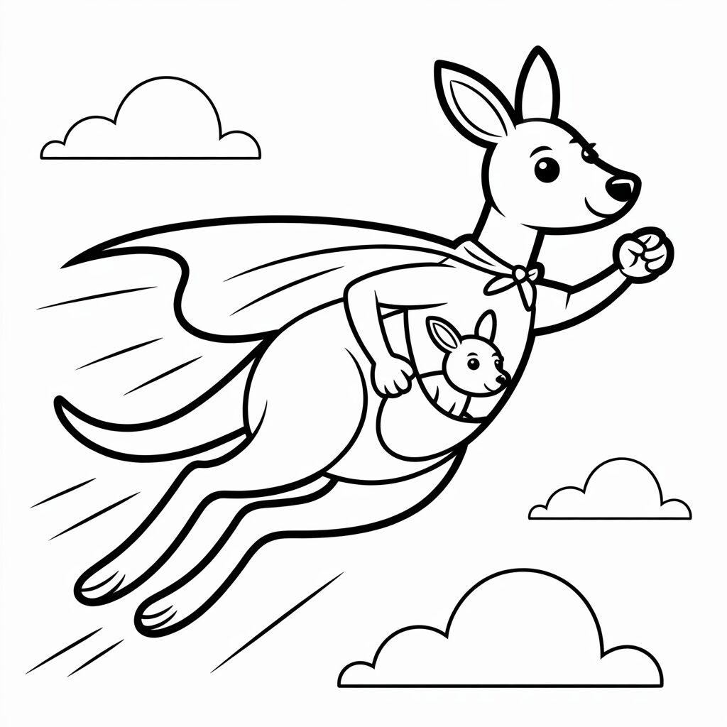 Känguru mit Baby im Beutel Malvorlage