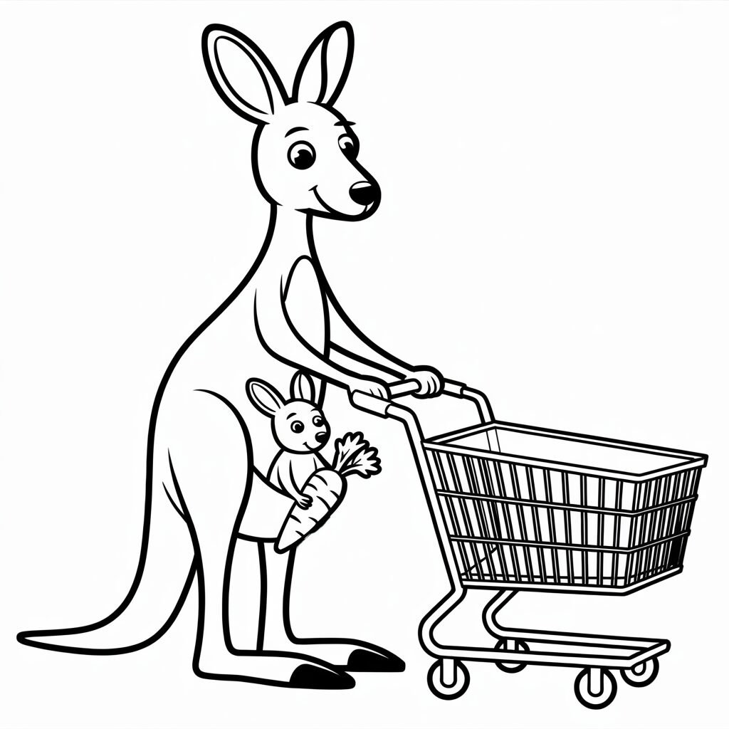 Känguru mit Baby im Beutel ausmalen