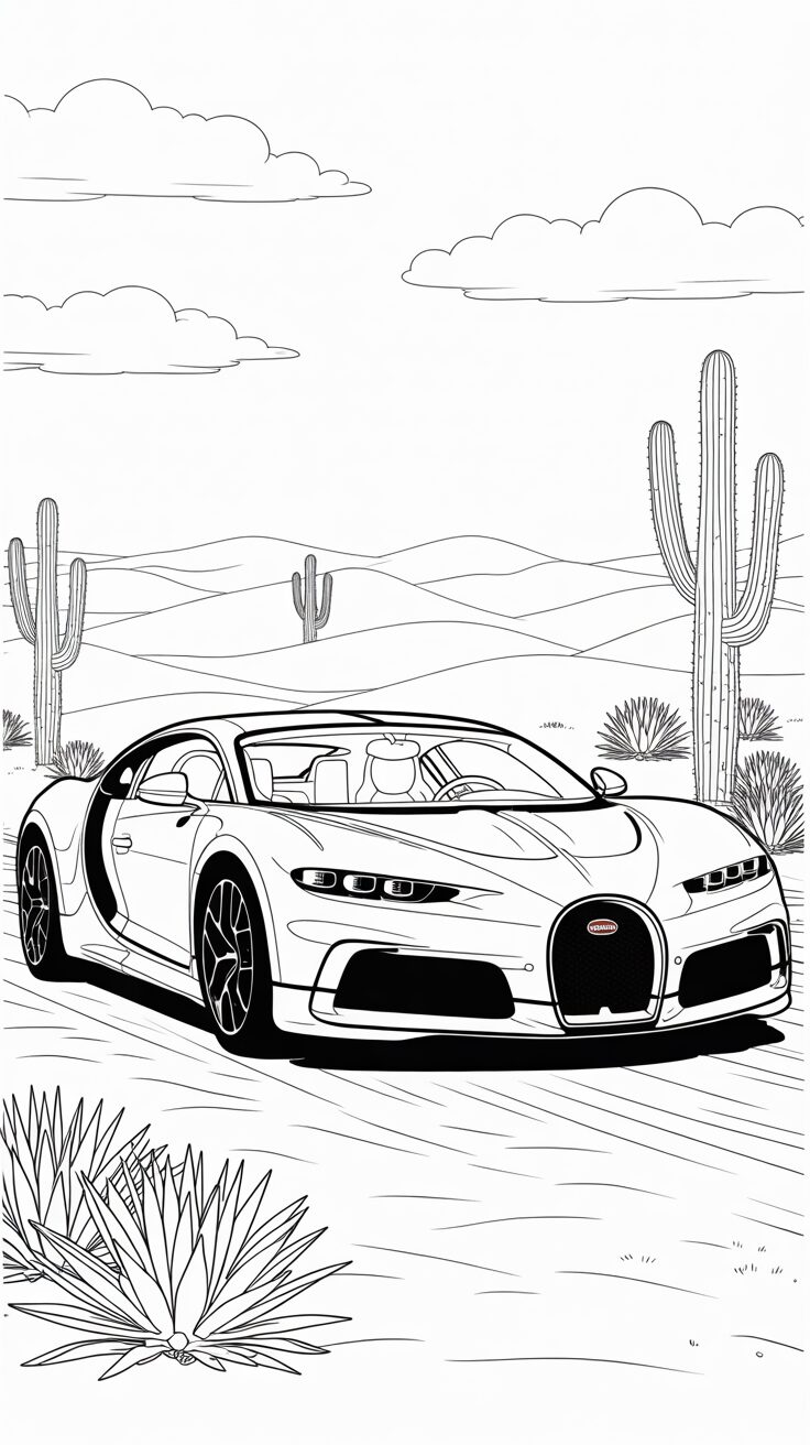 ausmalbild auto bugatti