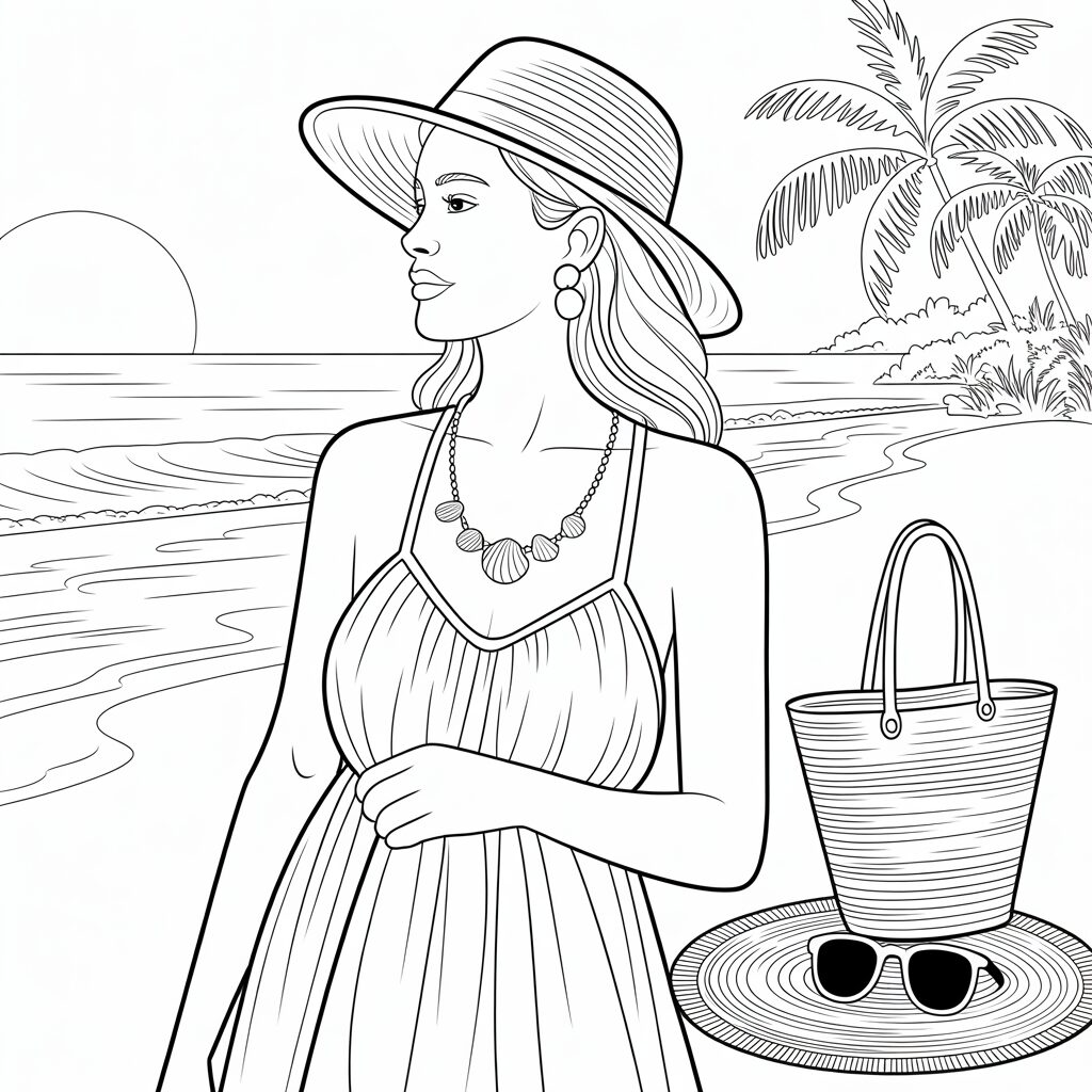 ausmalbild palme strand