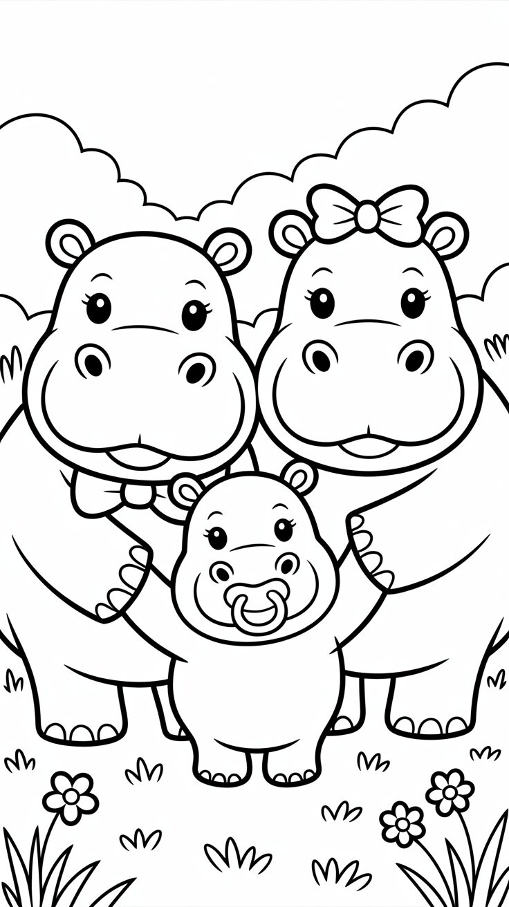 Coole Familie mit Schnuller Ausmalbild